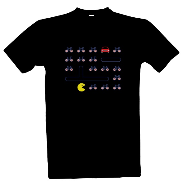 Tričko s potlačou Pac-Man a bicykle